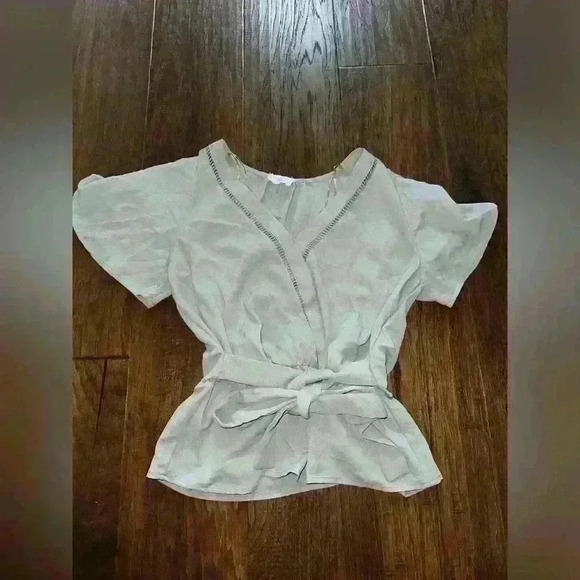 Sage Green Wrap Blouse - Picture 1 of 4